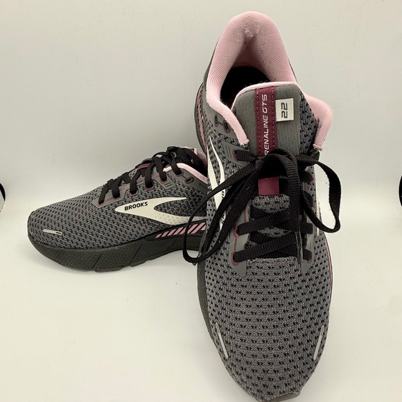 Brooks Shoes - Brooks Adrenaline GTS 22 Womens Running Shoes Grey Pink 1203531B015 Size 9 B